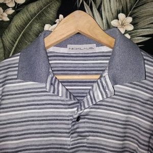 Men's Gray Stripped Golf Polo Shirt Size Medium